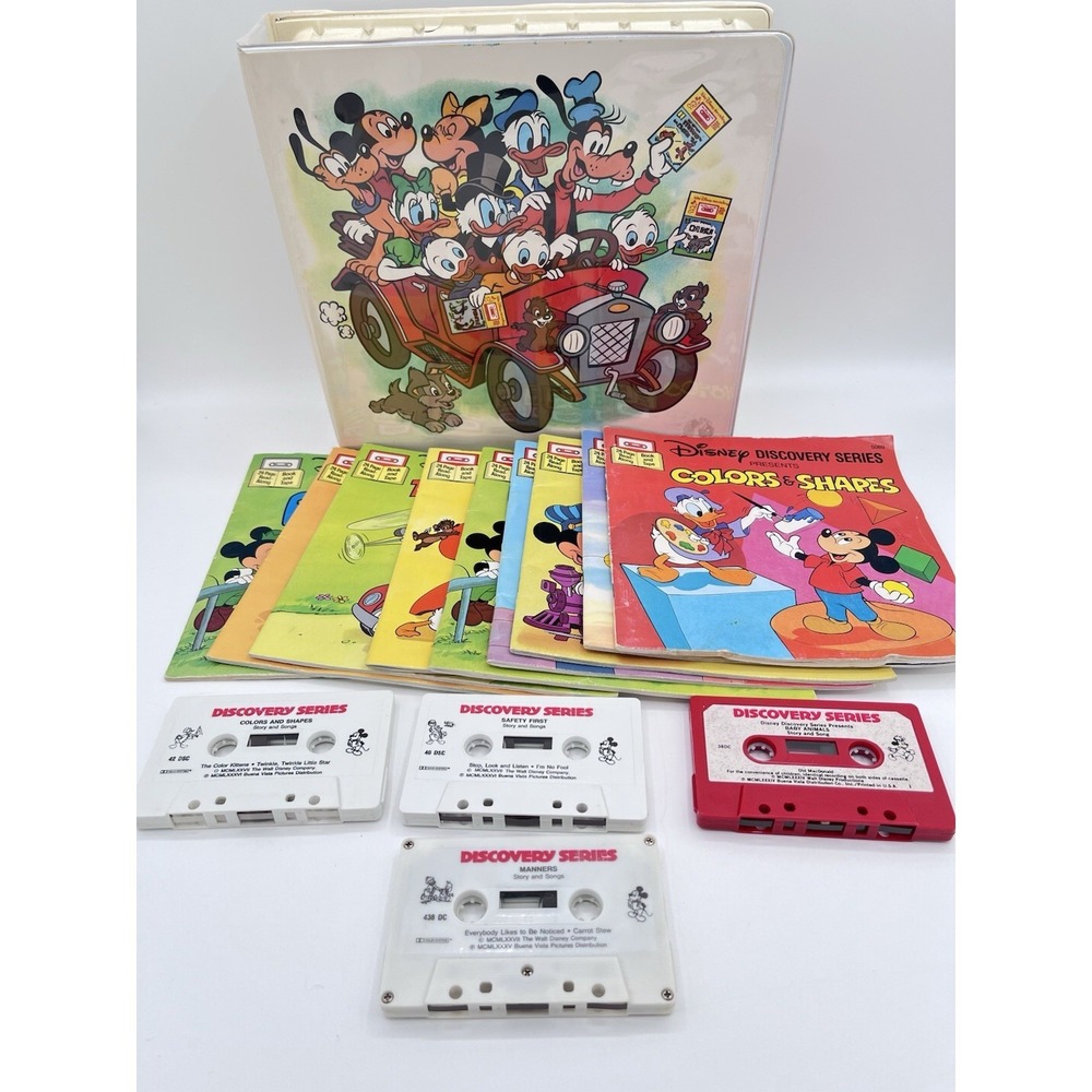 Vintage Disney Books Audio Cassette Tape Lot 9 Storybooks 4 Tapes Mickey Kids